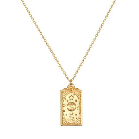 The World Tarot Necklace, Brass with 22k gold plated necklace for women, Handmade brass jewelry